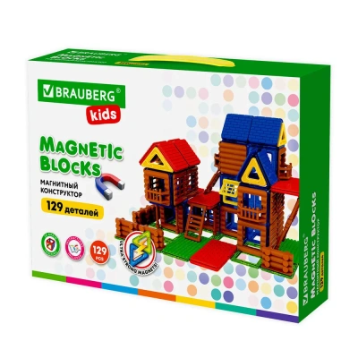 купить Brauberg Kids, Магнитный конструктор Mega Magnetic Build Blocks-129 "Построй дом", 129 деталей, 6638