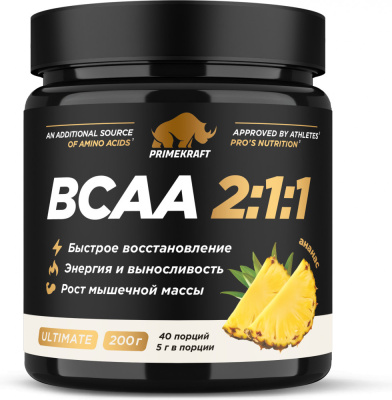 купить Аминокислоты PRIMEKRAFT BCAA 2:1:1 (БЦАА) Ultimate со вкусом Ананас, 200гр