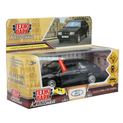 купить Машинка металлическая инерционная Технопарк LADA 2108 "СПУТНИК", черная,12см, 2108-12SL-BK