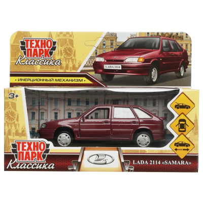 купить Машинка металлическая инерционная Технопарк LADA -2114 "SAMARA", 12 см,  фиолетовая