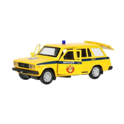 купить Машинка металлическая инерционная Технопарк ВАЗ-2104 Жигули Милиция 12 см, желтая