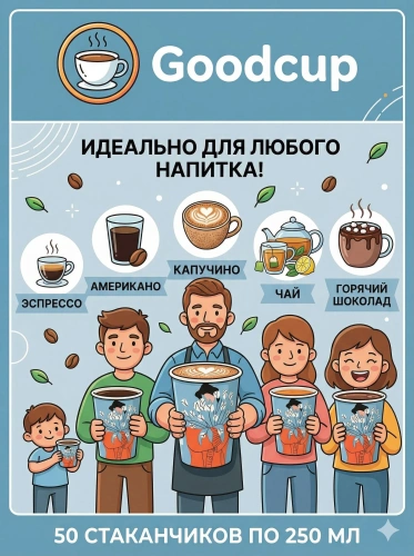 купить Бумажный стакан "Весна" синий, 250мл, 50шт