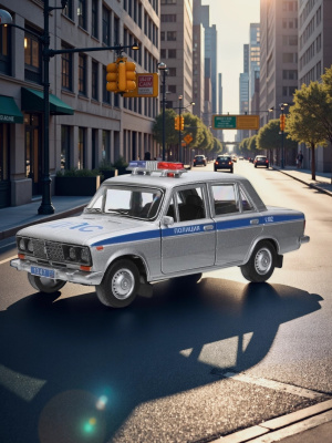 купить Машинка металлическая инерционая  LADA ВАЗ-2106 ,ПОЛИЦИЯ, 13 см, серебряная