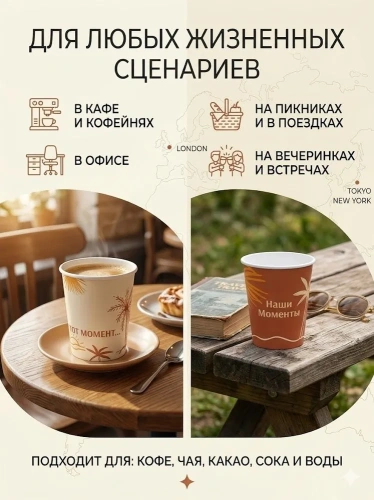 купить Бумажный стакан Наши моменты 250 мл - 25 шт