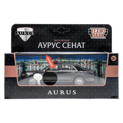 купить Машина металлическая инерционная Технопарк  АУРУС СЕНАТ (13,5 см, свет-звук)  черная