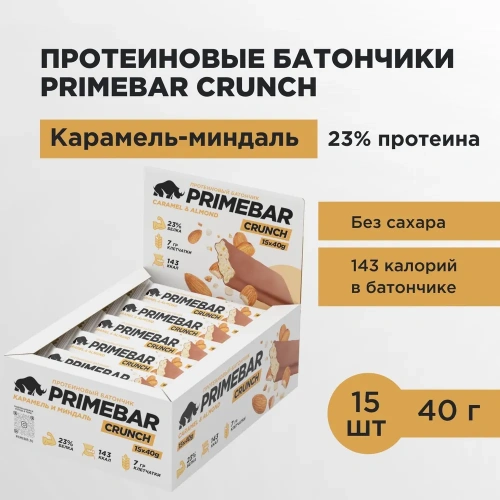 купить Батончик с содержанием протеина WOWBAR CRUNCH со вкусом "Карамель и миндаль" 15*40 г