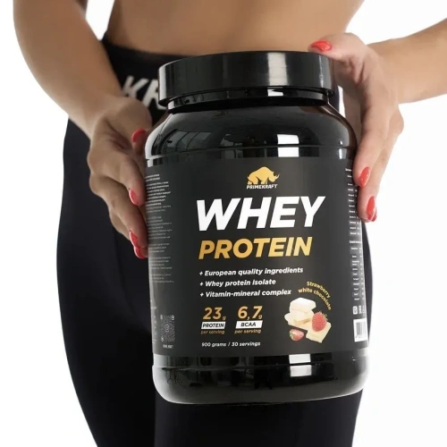купить Протеин сывороточный PRIMEKRAFT Whey Protein, Клубника-Белый шоколад, 900 г., банка