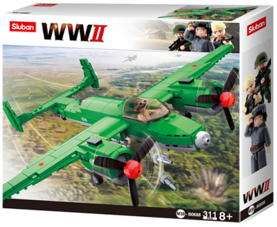 купить Советский Бомбардировщик ПЕ-2 (29 см, 311 дет) Конструктор Sluban M38-B0688