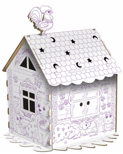 купить Картонный игровой развивающий домик-раскраска "Сказочный", высота 130 см, ЮНЛАНДИЯ, 880358