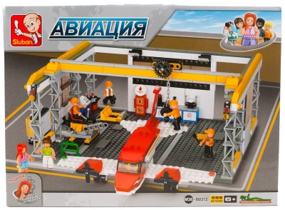 купить Конструктор ремонтный ангар с самолётом, Sluban, серия Авиация, M38-B0372