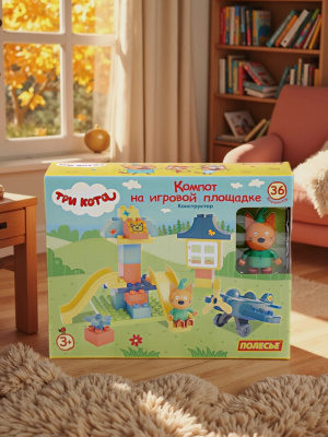 купить Конструктор Полесье "Макси" - "Три кота. Компот на игровой площадке", 36 эл.