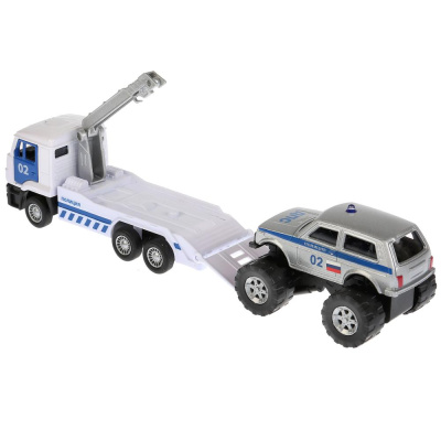 купить Набор полицейских машин Технопарк - Камаз-эвакуатор и джип Лада, инерционный, SB-17-24-N-WB