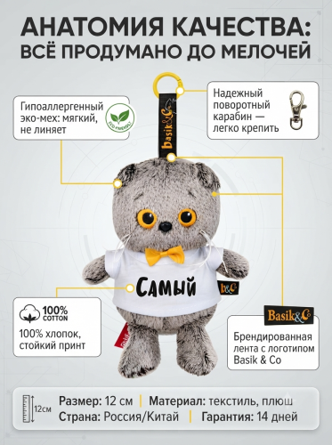 купить Брелок Кот Басик в футболке, Budi Basa