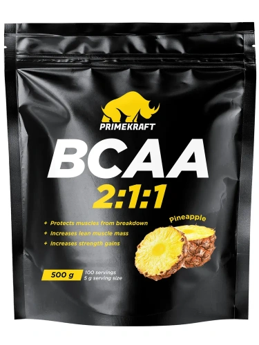 купить Аминокислоты PRIMEKRAFT BCAA 2:1:1 (БЦАА) со вкусом ананас (pineapple), дойпак, 500 гр