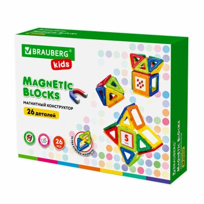 купить Brauberg Kids, Магнитный конструктор Big Magnetic Blocks-26, 26 деталей, 663844