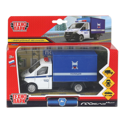 купить Машинка металлическая инерционная Технопарк, Группа ГАЗ NEXT ПОЛИЦИЯ, синяя, 14см