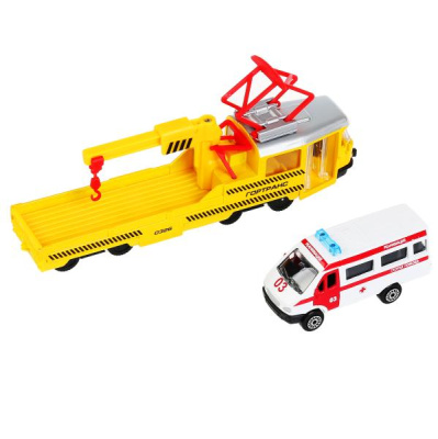 купить Технопарк Трамвай ремонтный 16,5 см + Газель SB-17-73-B+GAZEL-WB