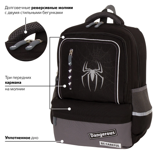 купить Рюкзак BRAUBERG STAR, "Spider", черный, 229978