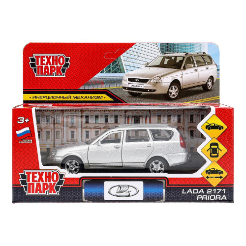 купить Машинка металлическая инерционная Технопарк LADA PRIORA, 12 см, серебристая