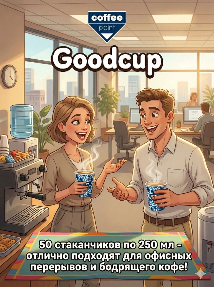 купить Бумажный стакан "Кофе Поинт" синий, 250мл. 50шт