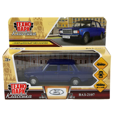 купить Машинка металлическая инерционная Технопарк ВАЗ-2107 длина 12 см, темно-синяя
