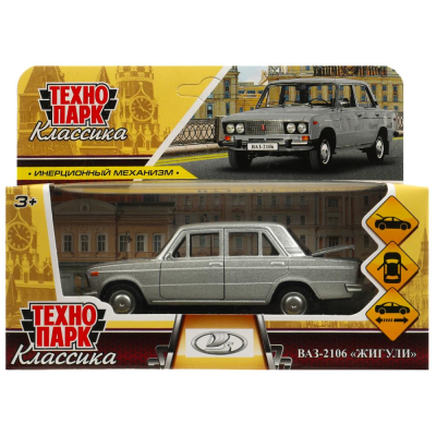 купить Машинка металлическая инерционная Технопарк ВАЗ-2106 Жигули, 12 см, серебристая