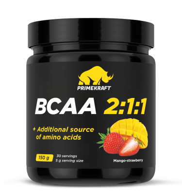 купить Аминокислоты PRIMEKRAFT BCAA 2:1:1 (БЦАА) со вкусом «Манго-клубника» (Mango-strawberry), банка 150 г