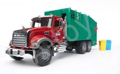 купить Bruder Мусоровоз MACK (зелёный фургон, красная кабина)