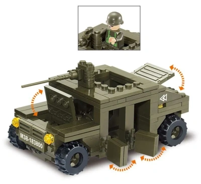 купить Военный боронеавтомобиль Hummer/Хаммер с пулеметом (14,5 см, 175 дет) Конструктор Sluban M38-B0297