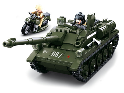 купить Sluban, Конструктор - Танк с мотоциклом и 2-мя фигурками (серия WW2, 338 дет), M38-B0687