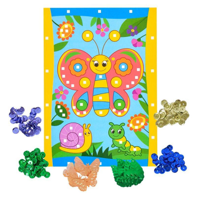 купить Каляка-Маляка, Набор для творчества Бабочка - аппликация с пайетками (А5, 6 видов пайеток), НПБКМ