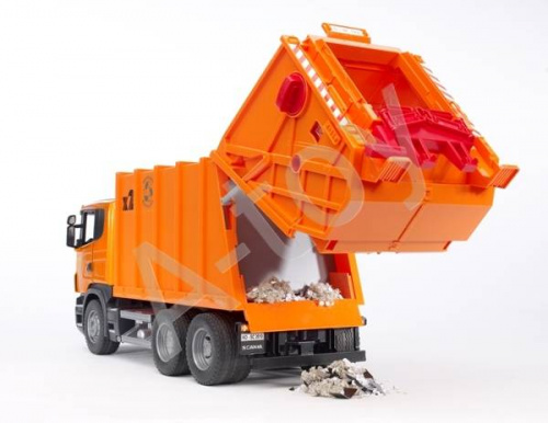 купить Мусоровоз Scania (цвет оранжевый) (подходит модуль со звуком и светом H)
