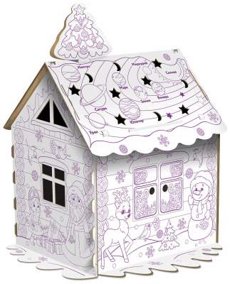 купить Картонный игровой развивающий домик-раскраска "Новогодний", высота 130 см, ЮНЛАНДИЯ, 880362