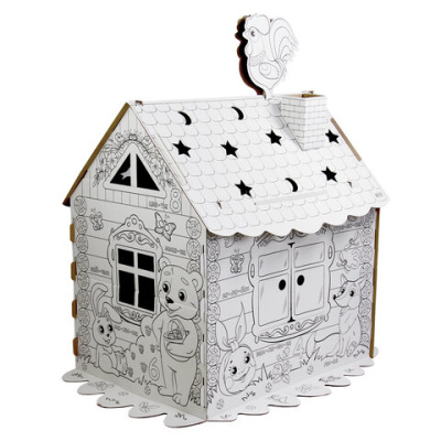 купить Картонный игровой развивающий Домик-раскраска "Сказочный", высота 130 см, BRAUBERG Kids, 880364