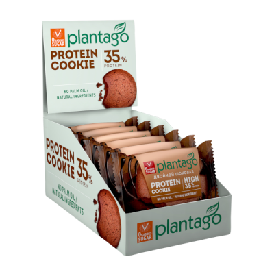 купить Печенье ТМ Plantago с высоким содержанием белка 35% Protein Cookie со вкусом "Двойной шоколад"  40г*12 шт