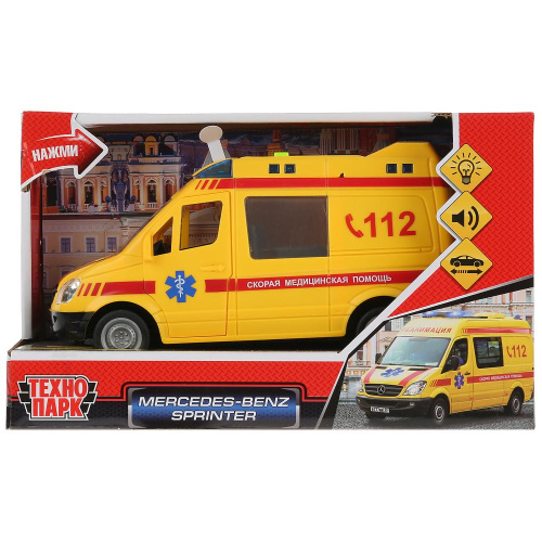 купить Технопарк, машина на бат свет+звук Mersedes-Benz Sprinter Реанимация 22см, SPRINTER-22PL-REAN