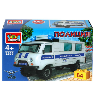 купить Город мастеров, Конструктор - UAZ конструктор uaz-452 Полиция, 64 дет, SB-3255