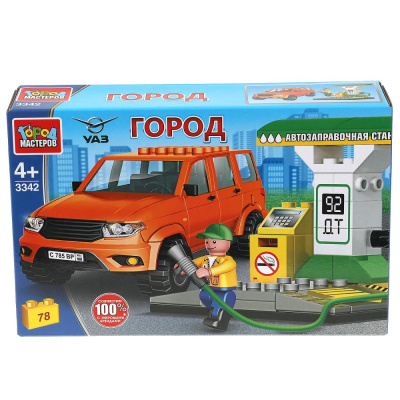 купить Город мастеров, Конструктор - Uaz Patriot на заправочной станции, 78 дет., SB-3342