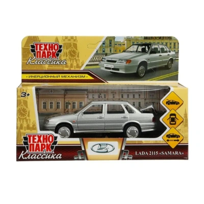 купить Машинка металлическая инерционная Технопарк Ваз-2115 Самара, 12 см, серебристо-серый