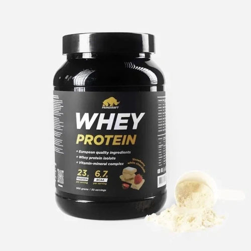 купить Протеин сывороточный PRIMEKRAFT Whey Protein, Клубника-Белый шоколад, 900 г., банка
