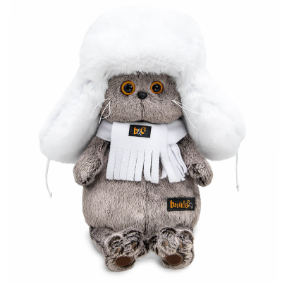 купить Мягкая игрушка Budi Basa Кот Басик в белой меховой шапке