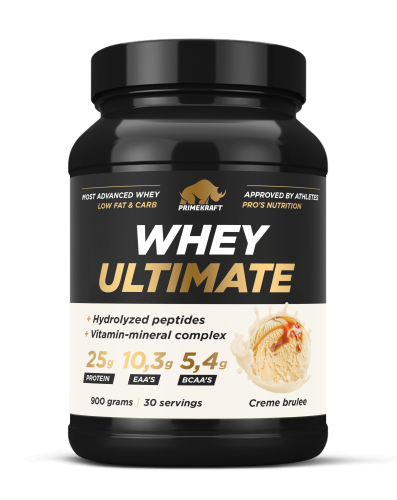 купить Протеин Prime Kraft Whey Ultimate со вкусом «Крем-брюле», банка 900г