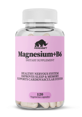 купить  "Магний + B6 " ("Magnesium+B6") PRIME KRAFT  банка 120 капс.