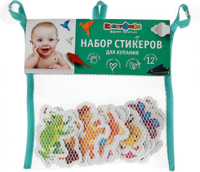 купить Капитошка, Игрушка EVA для ванны - набор стикеров Животные (12 шт, сумочка сетка), EV12-PET