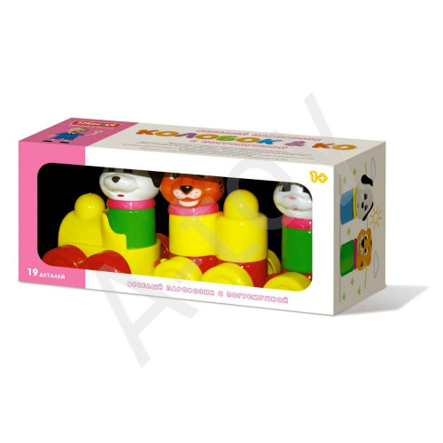 купить Конструктор "Колобок и компания" с паровозиком (19 деталей)