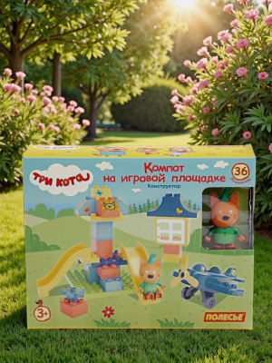 купить Конструктор Полесье "Макси" - "Три кота. Компот во дворе", 16 эл.