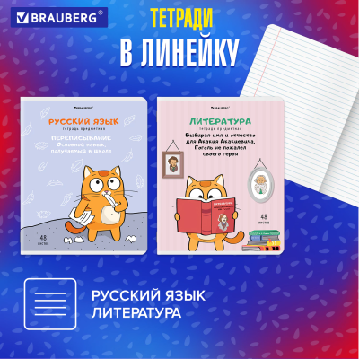 купить Тетради предметные, Комплект 12 предметов, "Кот-Энтузиаст", 48 л., TWIN-лак, Brauberg, 404609