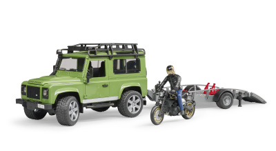 купить Bruder  02-598 Внедорожник Land Rover Defender с мотоциклом Ducati