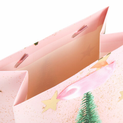 купить Пакет подарочный , новогодний ЗОЛОТАЯ СКАЗКА "Pink Ivory"18x10x23 см, фольга, 1шт.  608234