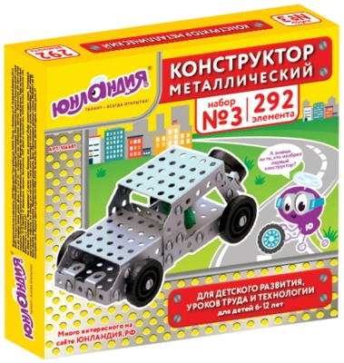 купить Конструктор металлический ЮНЛАНДИЯ "Для уроков труда №3", развивающий, 292 элемента, 104681
